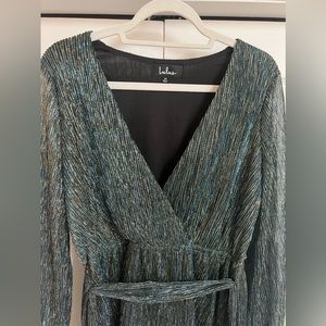 Cute lulus emerald green shimmer long sleeve party dress